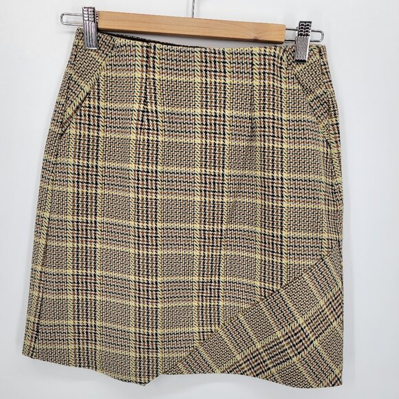 CAbi 3584 Plaid Pastime Faux Wrap Skirt Sz XS - Picture 1 of 7